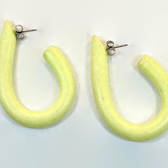 Vintage Earrings: Retro Statement 1980s 80s Pierced Lemon Lime Big - Picture 2 of 2